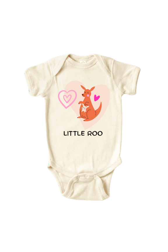 Little Roo Kangaroo Cute Baby Onesie® Brand Bodysuit Shirt Premium Custom Clothes Unisex Baby Gift for Mom Newborn 0-3m Natural