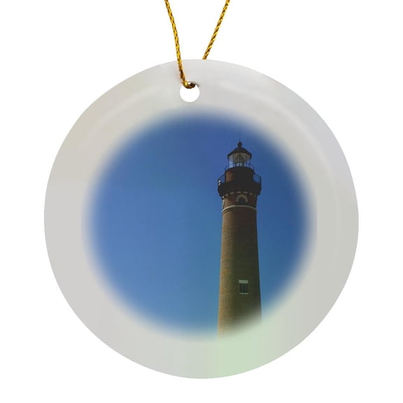 Little Sable Point Lighthouse, Lake Michigan Usa - Us23 Dfr0234 - David R. Frazier, Circle Porcelain Ornament