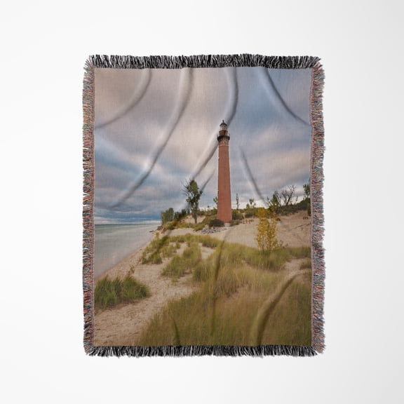 Little Sable Point Lighthouse Near Mears, Michigan. , Woven Blanket