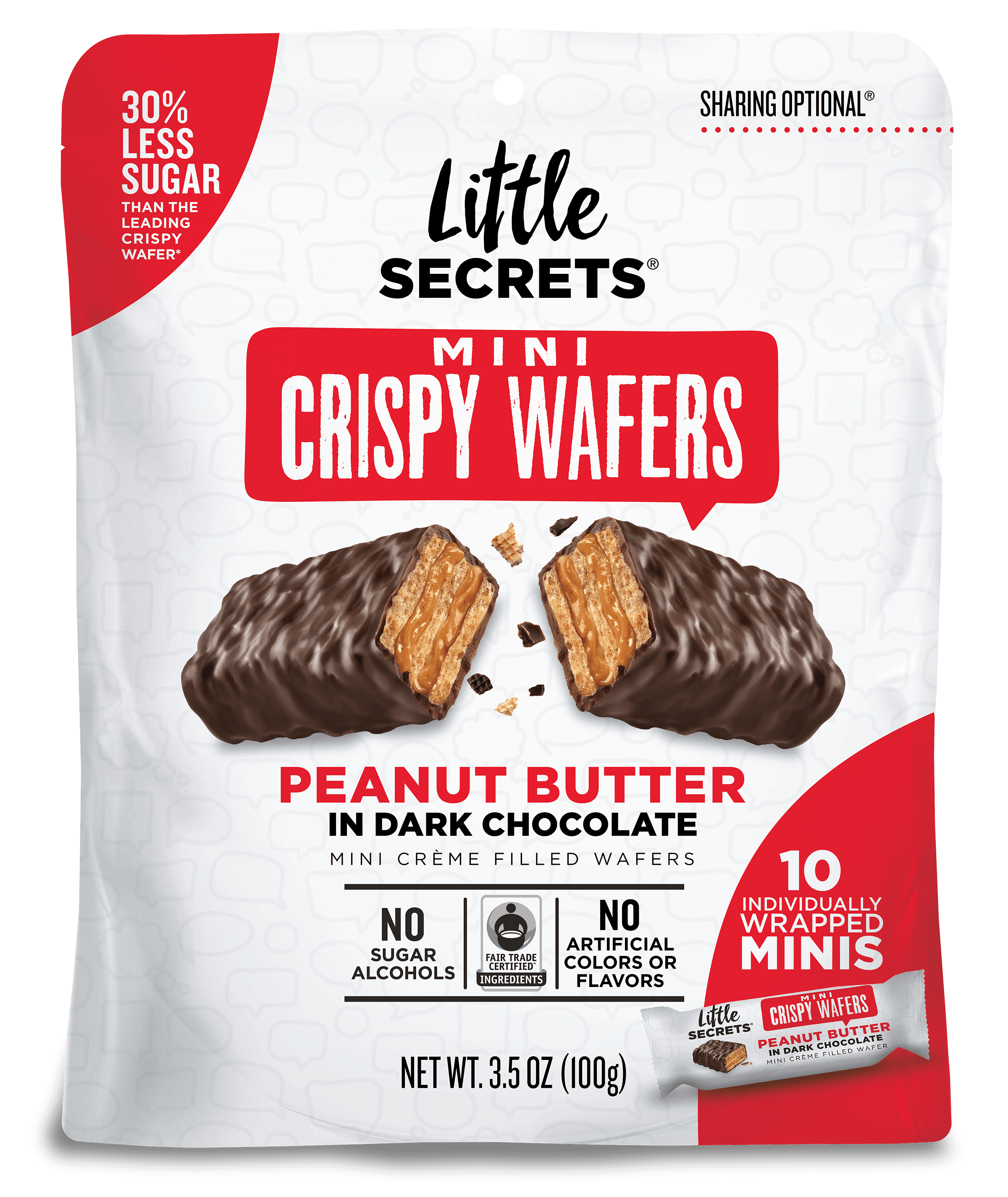 Little Secrets Dark Chocolate Peanut Butter Crispy Wafer, 3.5 Ounces