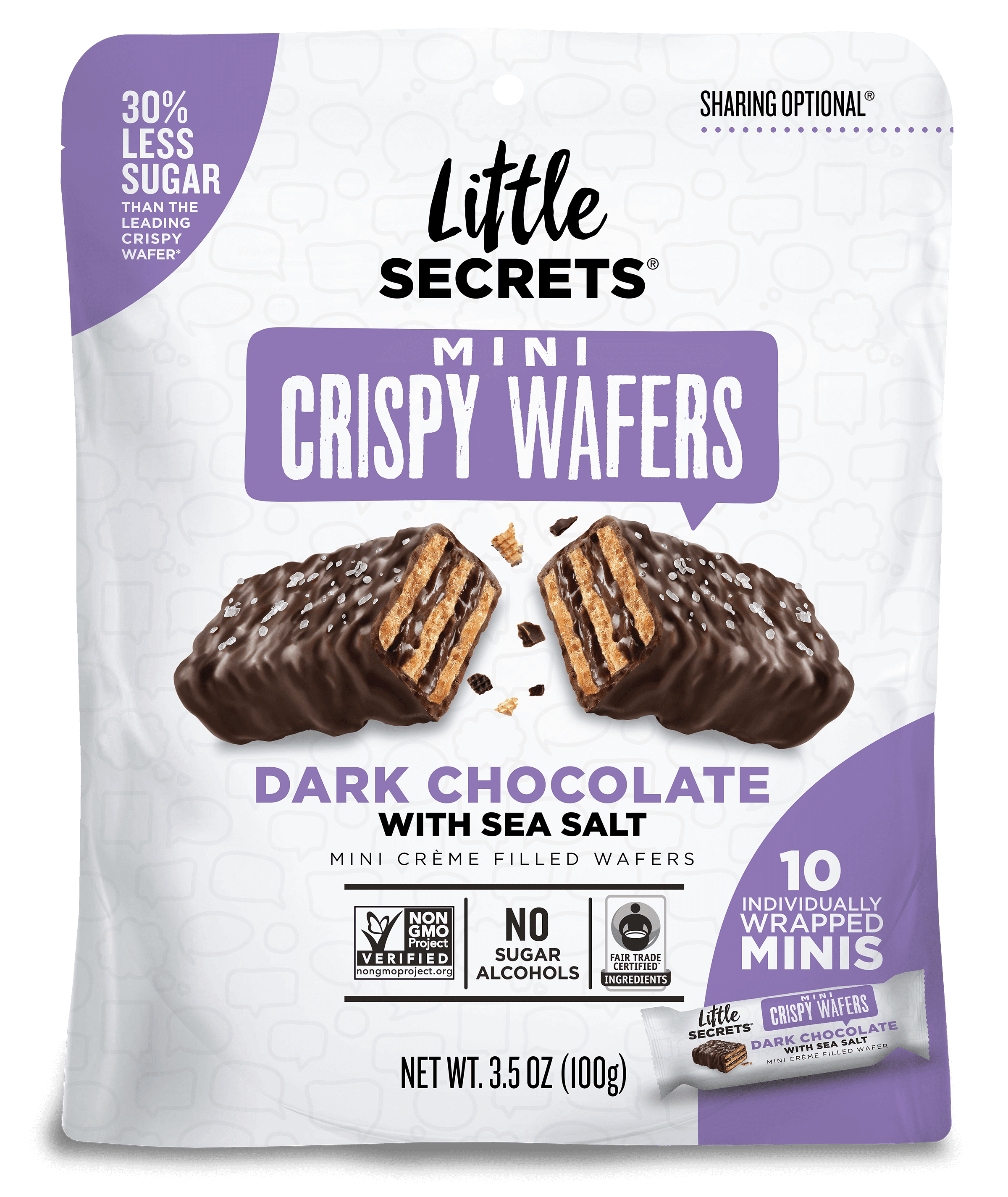 Little Secrets Dark Chocolate Sea Salt Crispy Wafer, 3.5 Ounces