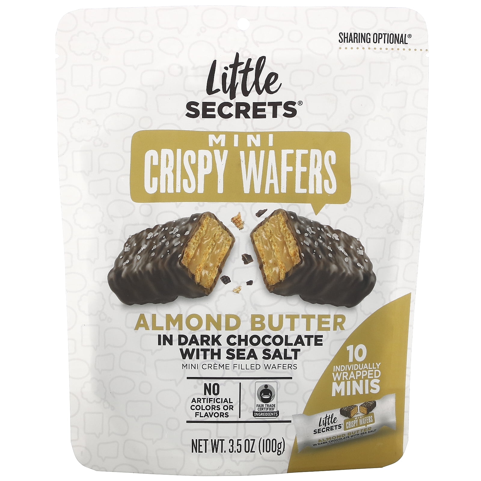 Little Secrets Mini Crispy Wafers, Almond Butter in Dark Chocolate with