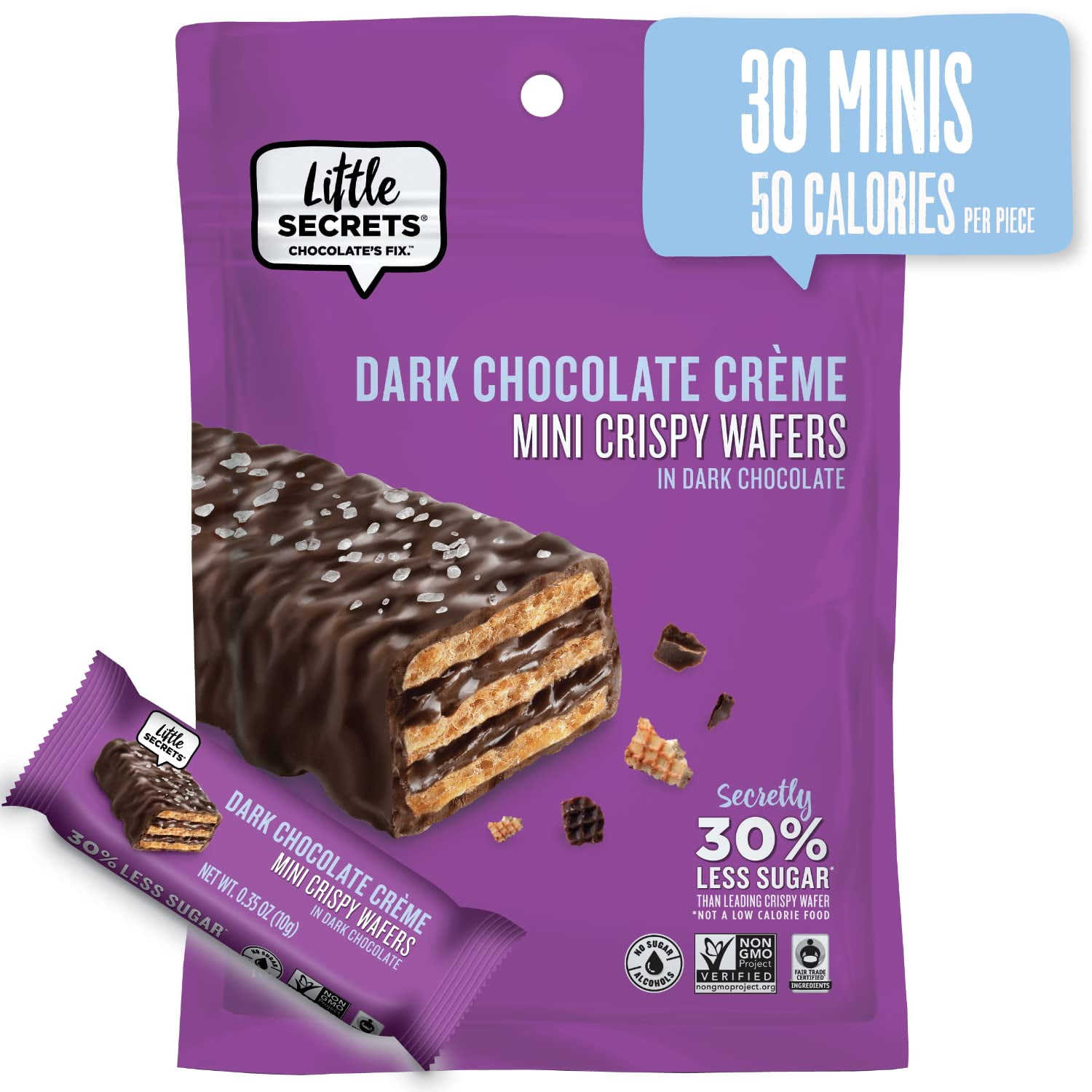 Little Secrets, Mini Crispy Wafers, Dark Chocolate with Sea Salt, 10
