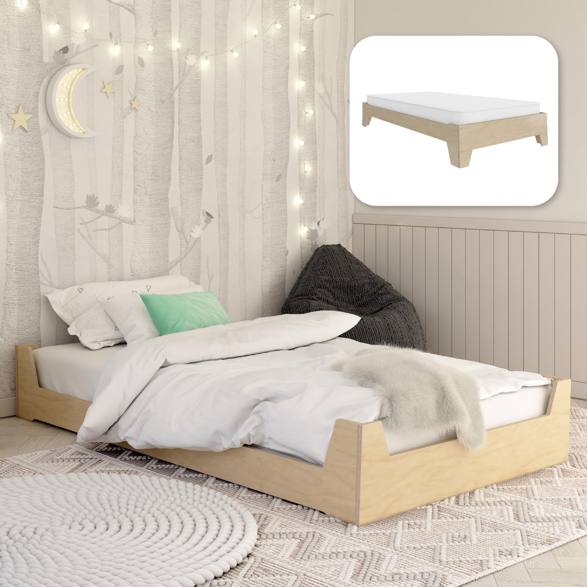 Little Seeds Alessi Kids Montessori Floor Bed with 2 Heights Twin