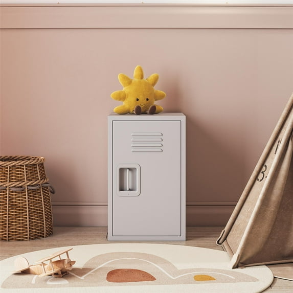 Casey Kids Stackable Mini Metal Storage Locker, Dove Gray