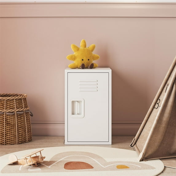 Max & Finn Casey Kids Stackable Mini Metal Storage Locker, White