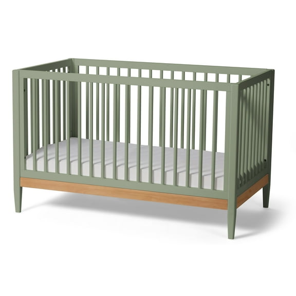 Little Seeds Clover 4-in-1 Convertible Baby Crib, Grove Green/Natural
