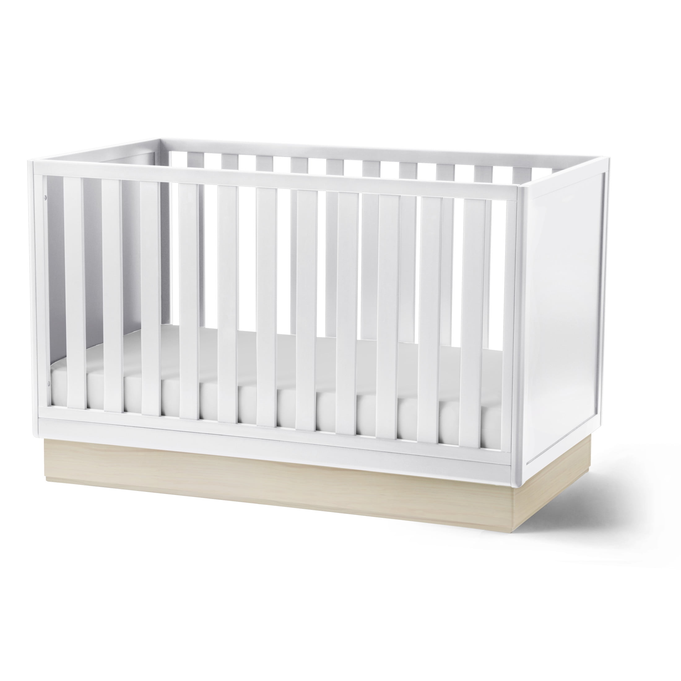 Little Seeds Dawn 4-in-1 Convertible Crib, White & Whitewash Natural