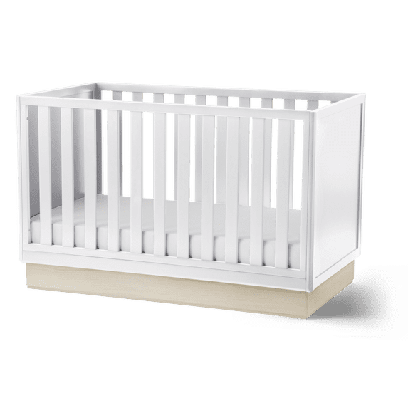 Little Seeds Dawn 4-in-1 Convertible Crib, White/Whitewash Natural