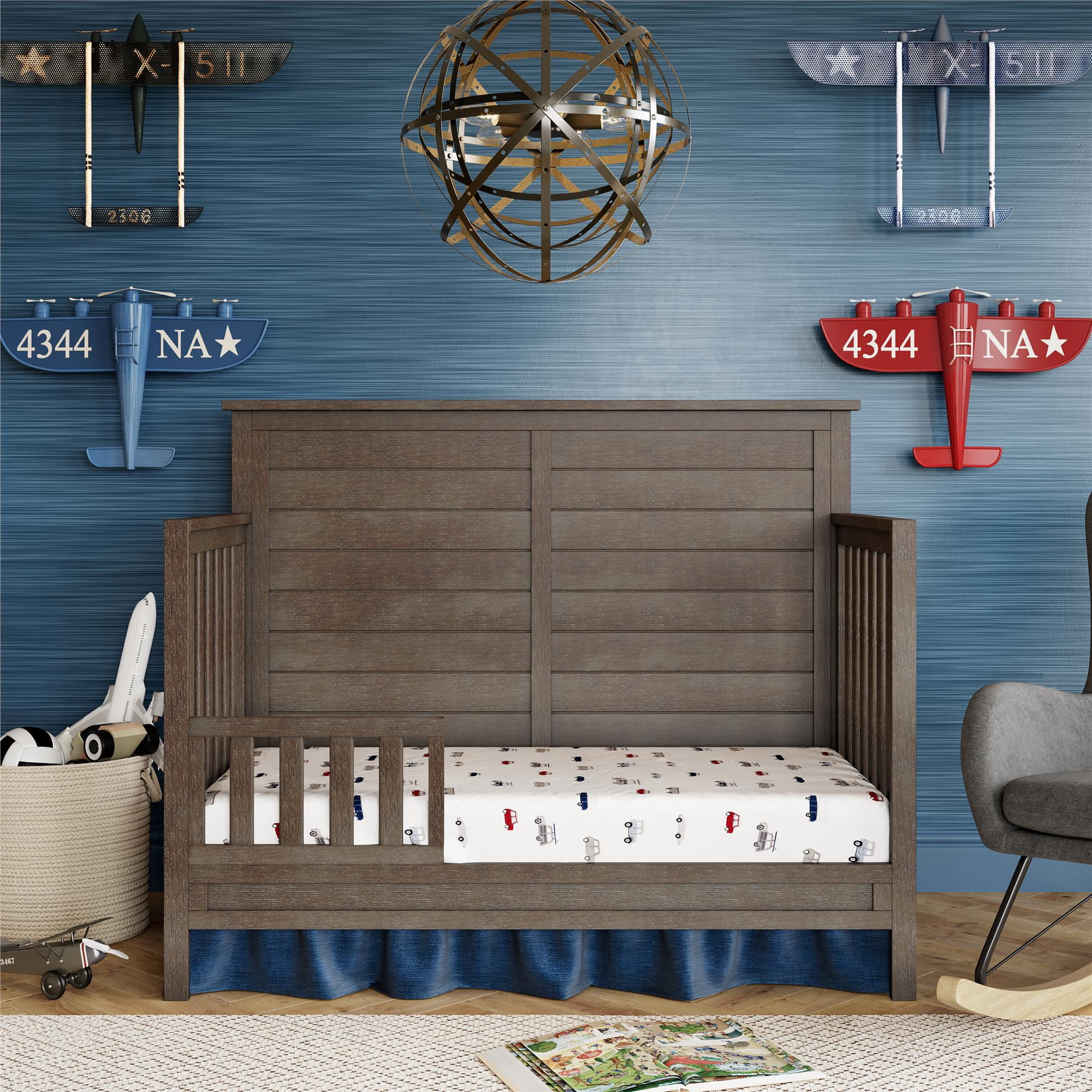 Rustic Coffee Pine Toddler Bed Rail Conversion Kit