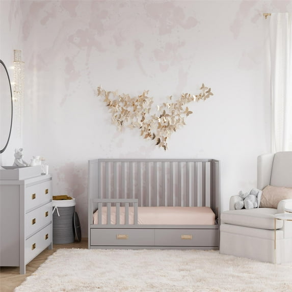 Little Seeds Haven Toddler Guard Rail, Nursery Furniture, Dove Gray