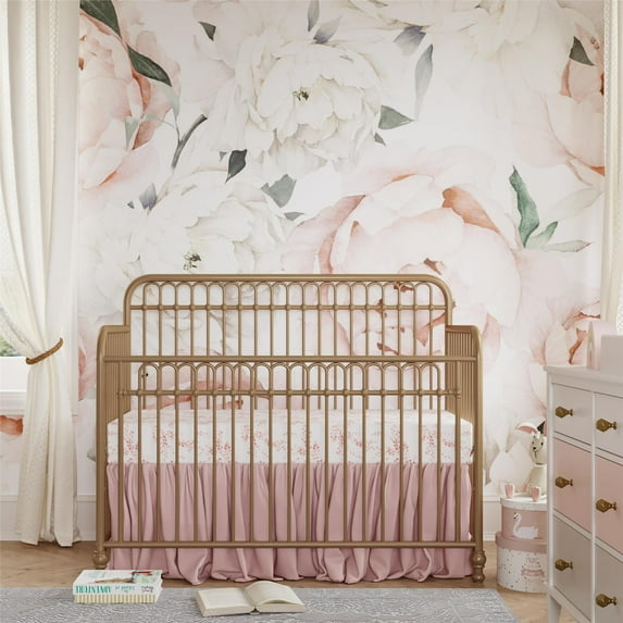 Little Seeds Ivy 3-in-1 Convertible Metal Crib, Gold