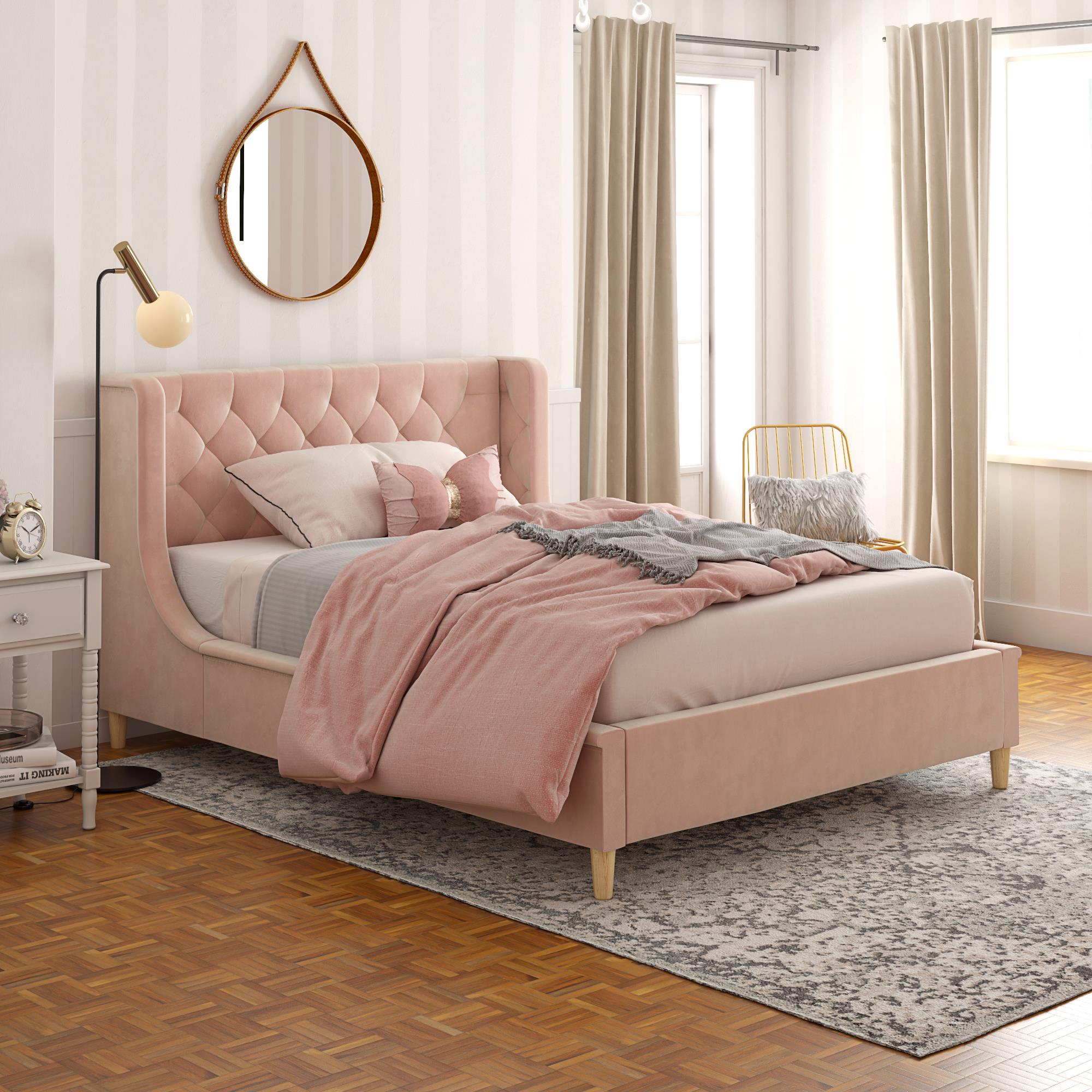 Little Seeds Monarch Hill Ambrosia Kids' Full Upholstered Bed, Pink Velvet - image 1 of 17