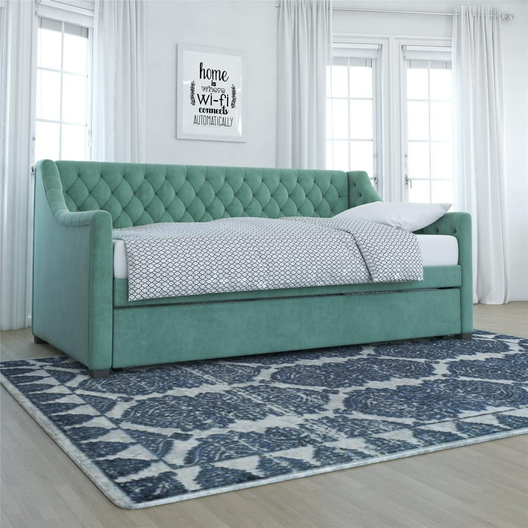 Little Seeds Monarch Hill Ambrosia Kids Twin Upholstered Daybed with Trundle Teal Velvet Walmart