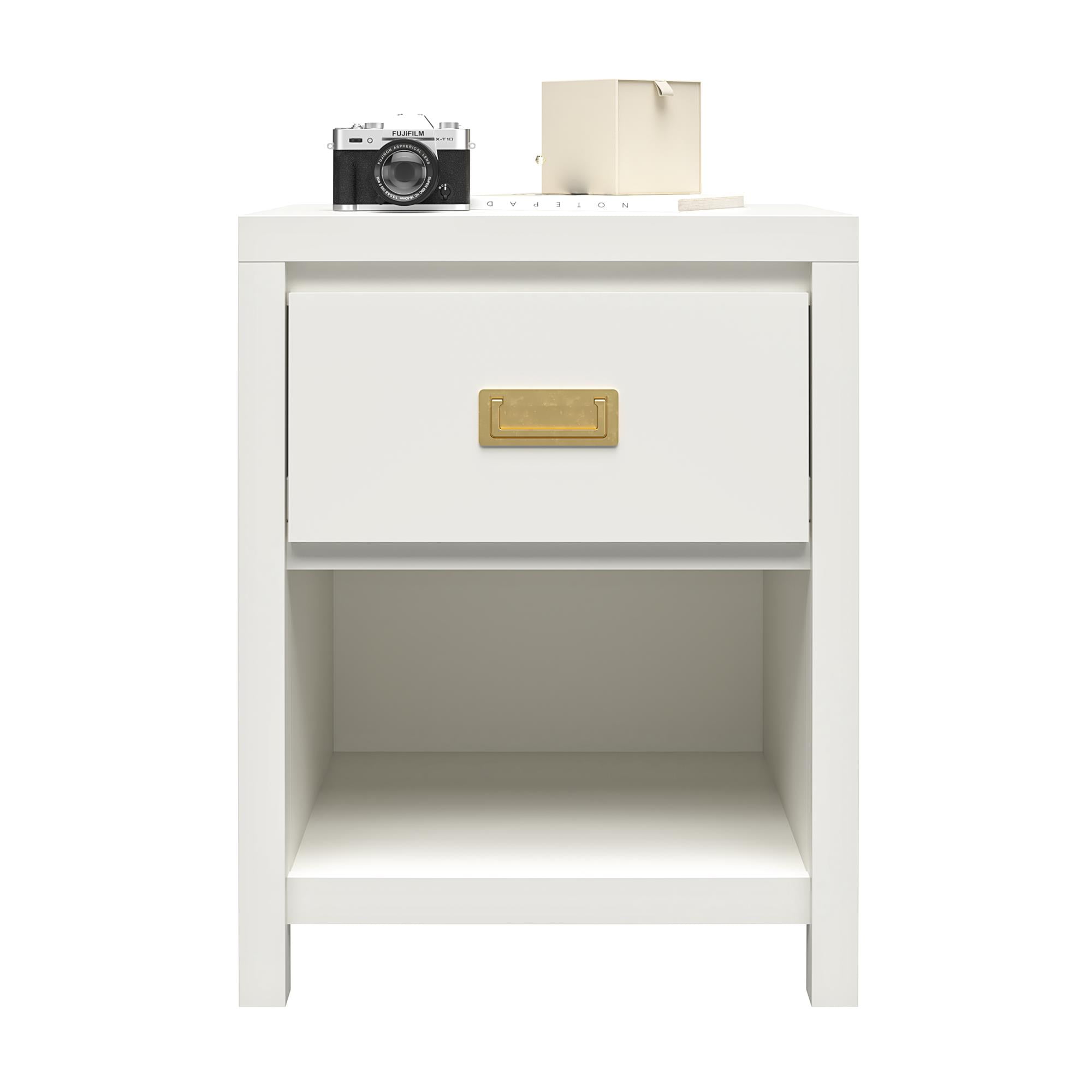 Monarch Hill Haven White and Gold Kids' 1-Drawer Nightstand