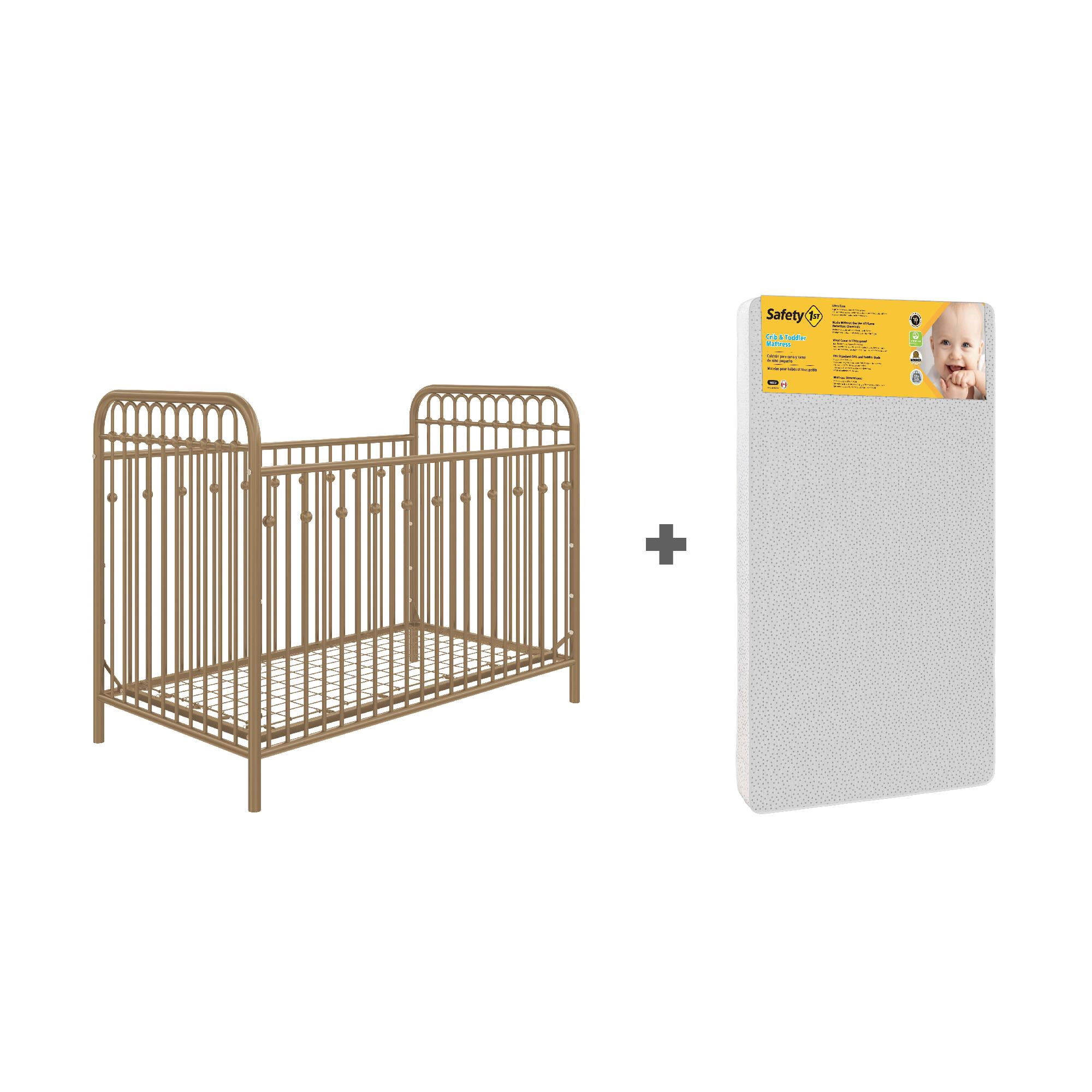 JPMA Certified Crib Little Seeds Monarch Hill Ivy Metal Crib In Gold