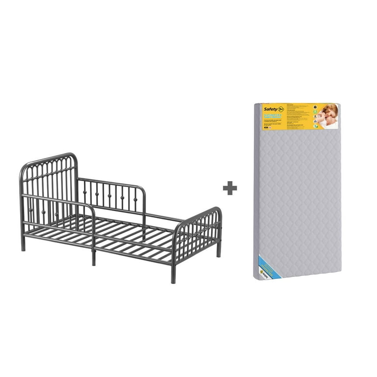 Free Shipping Little Seeds Monarch Hill Ivy Metal Toddler Bed and Safety 1st Grow with Me 2 in 1 Baby Toddler Mattress Graphite Gray Walmart