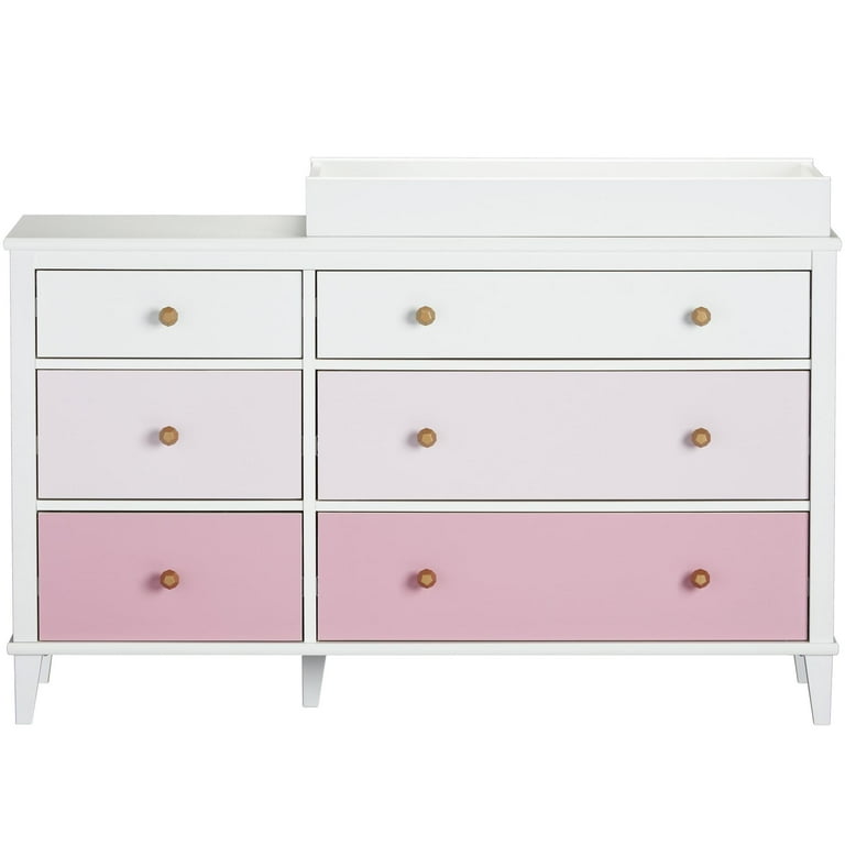 Little Seeds Monarch Hill Poppy 6 Drawer Baby Nursery Dresser with Changing Pad Topper White Pink Walmart
