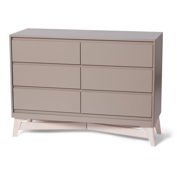 Little Seeds Pala 6-Drawer Dresser, Taupe/Whitewash