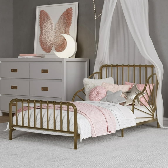 Little Seeds Quinn Whimsical Metal Toddler Bed, Gold
