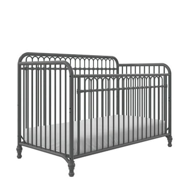 Little Seeds Raven 3-in-1 Convertible Metal Crib, Nursery Furniture, Gray
