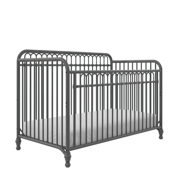 Little Seeds Raven 3-in-1 Convertible Metal Crib, Nursery Furniture, Gray