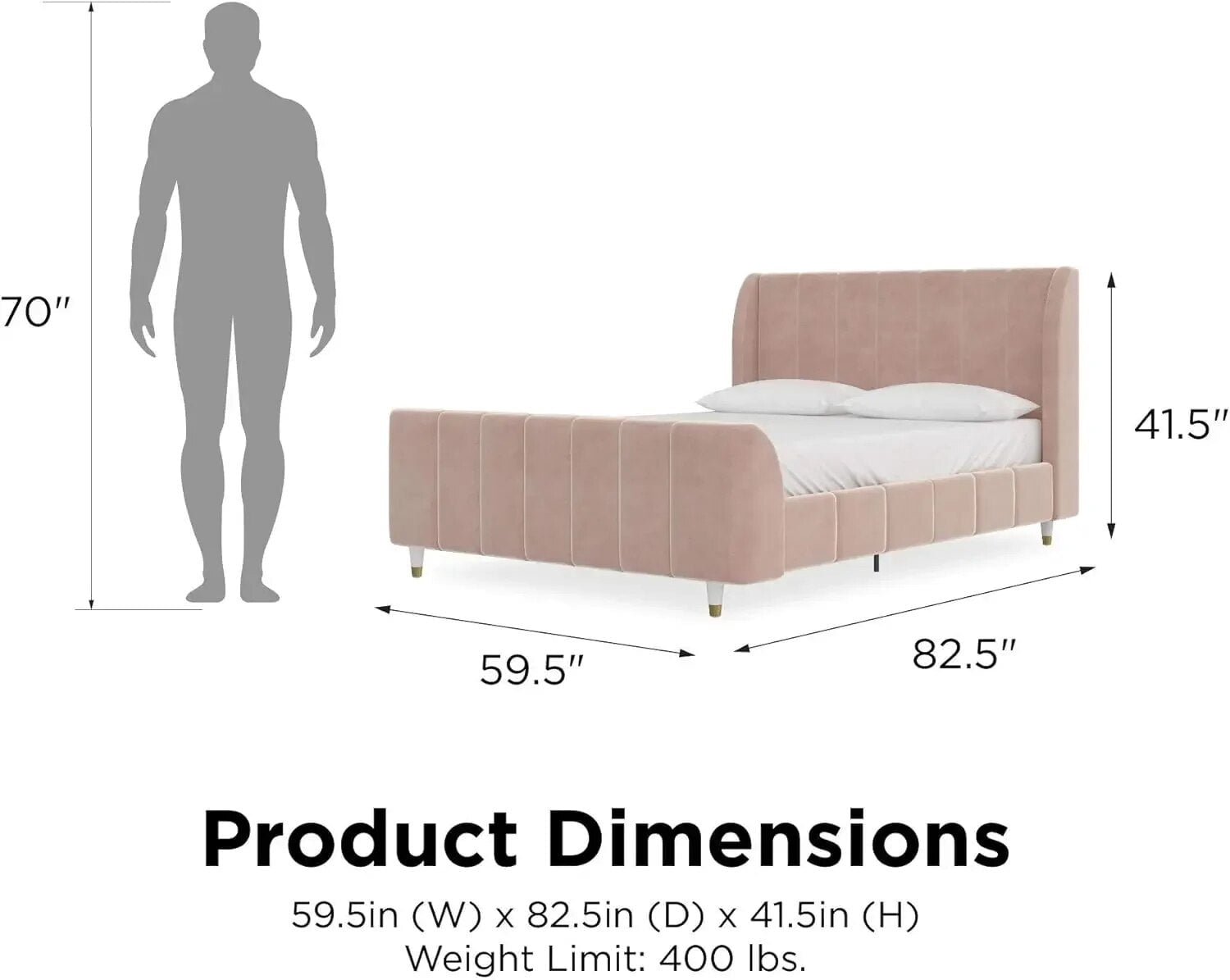 Little Seeds Valentina Upholstered Bed, Full, Bedroom Furniture, Bed