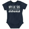 thumbnail image 1 of Little Sis Rocks Older Big Sister Romper Boys or Girls Infant Baby Brisco Brands 12M, 1 of 6