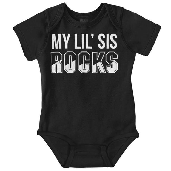 Little Sis Rocks Older Big Sister Romper Boys or Girls Infant Baby Brisco Brands 12M