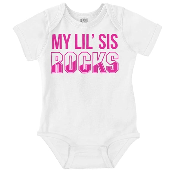 Little Sis Rocks Older Big Sister Romper Boys or Girls Infant Baby Brisco Brands 18M