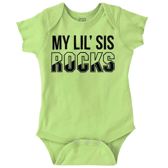Little Sis Rocks Older Big Sister Romper Boys or Girls Infant Baby Brisco Brands 18M