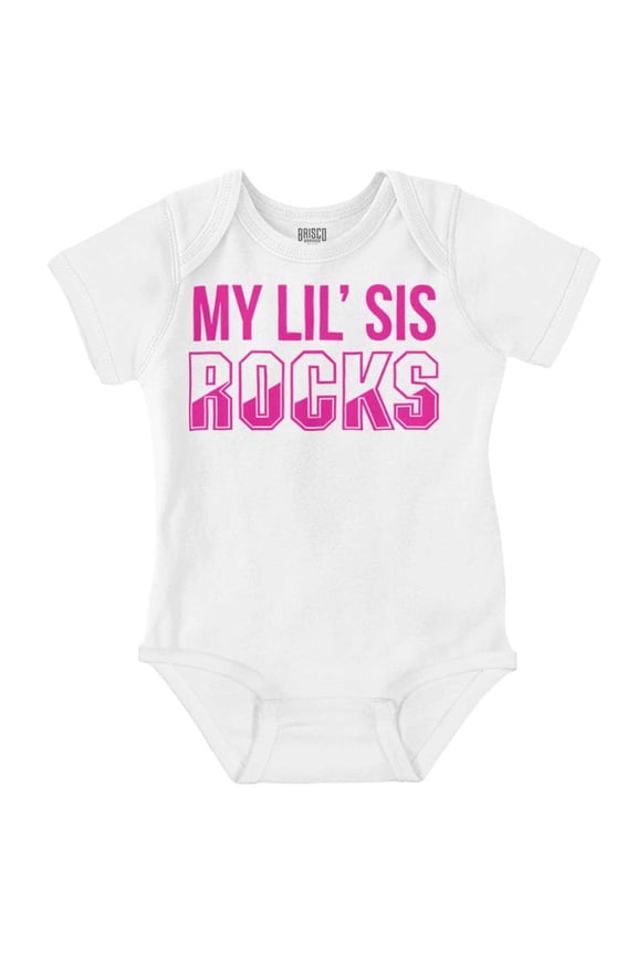 Little Sis Rocks Older Big Sister Romper Boys or Girls Infant Baby Brisco Brands 24M
