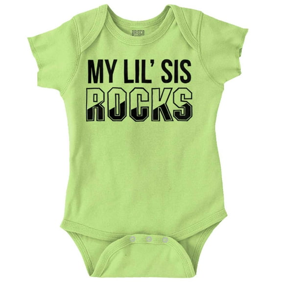 Little Sis Rocks Older Big Sister Romper Boys or Girls Infant Baby Brisco Brands 24M