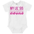 thumbnail image 1 of Little Sis Rocks Older Big Sister Romper Boys or Girls Infant Baby Brisco Brands NB, 1 of 6