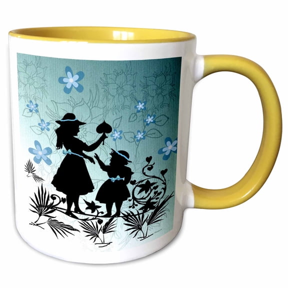 3drose, Little Sister and I, 11oz Two-tone Yellow Mug