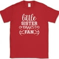 thumbnail image 1 of Little Sister Biggest Fan Baseball T-Shirt Funny Sports Humor Gift Text Tee - Red, M, 1 of 1