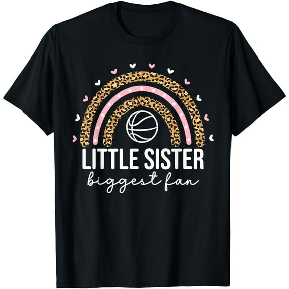 Little Sister Biggest Fan Basketball Sister For Kids Girls T-Shirt