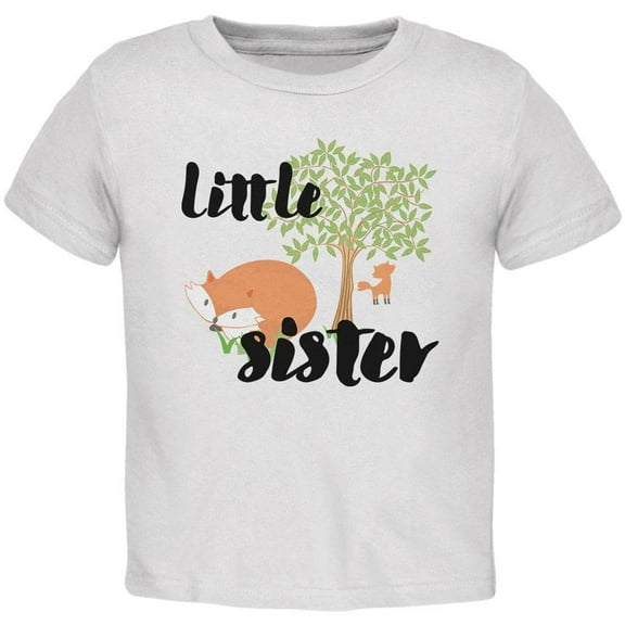 Little Sister Cute Fox Woodland Nature Toddler T Shirt White 2T