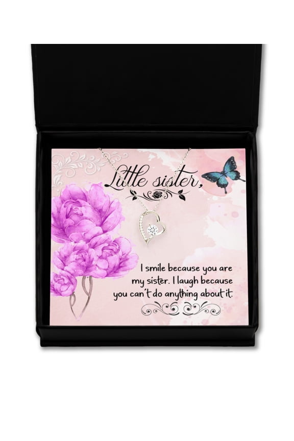 Little Sister Gift Necklace, Birthday Gift Necklace For Little Sister, Gift From Sister, Brother, Funny Message Necklace