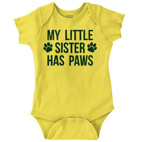 Little Sister Has Paws Cute Dog Pet Romper Boys or Girls Infant Baby Brisco Brands 24M