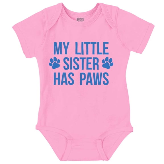 Little Sister Has Paws Cute Dog Pet Romper Boys or Girls Infant Baby Brisco Brands NB