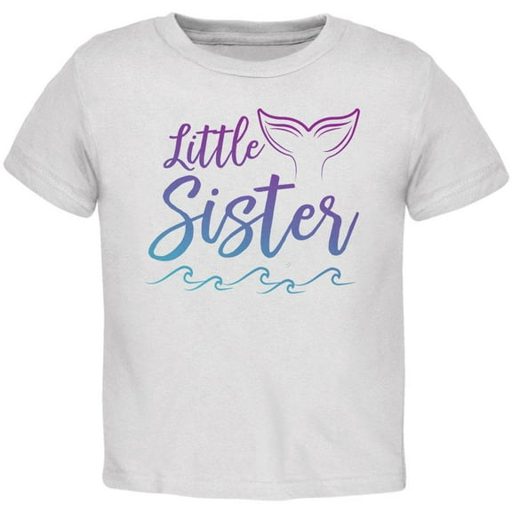 Little Sister Mermaid Tail Ocean Toddler T Shirt White 2T