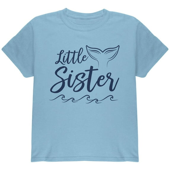 Little Sister Mermaid Tail Ocean Youth T Shirt Light Blue YXL