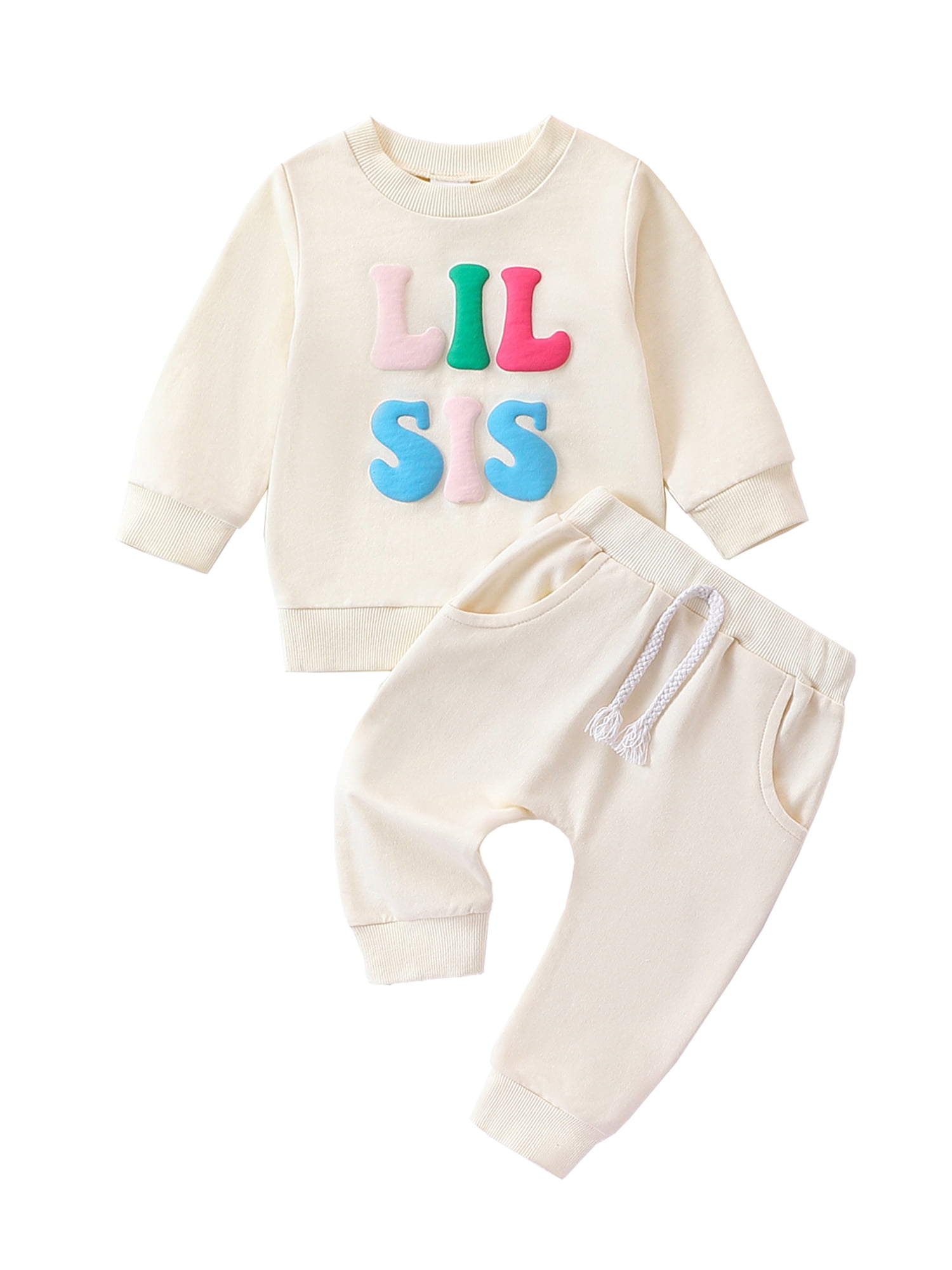 Little Sister Newborn Outfits Baby Girl Crew Neck Long Sleeve