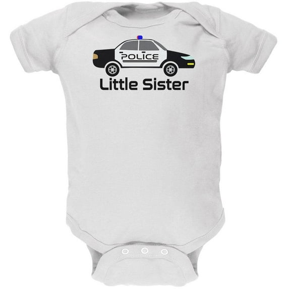 Little Sister Police Car Soft Baby One Piece White 18-24 M