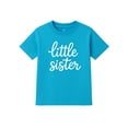 thumbnail image 1 of Little Sister Shirt for Girls Toddler Youth – Cute Sibling Announcement Tee for Baby Reveal, Aqua 4T, 1 of 2