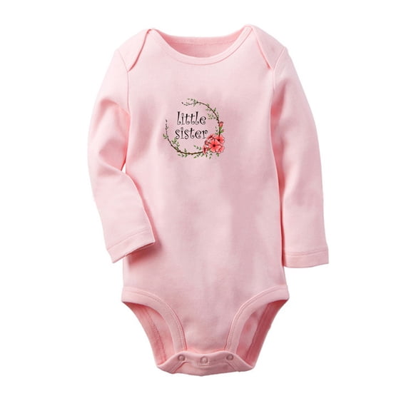 Little Sister Twins Babies Rompers, Newborn Baby Unisex Bodysuits, Infant Jumpsuits, Toddler 0-12 Months Kids Long Sleeves Oufits (Pink, 6-12 Months)