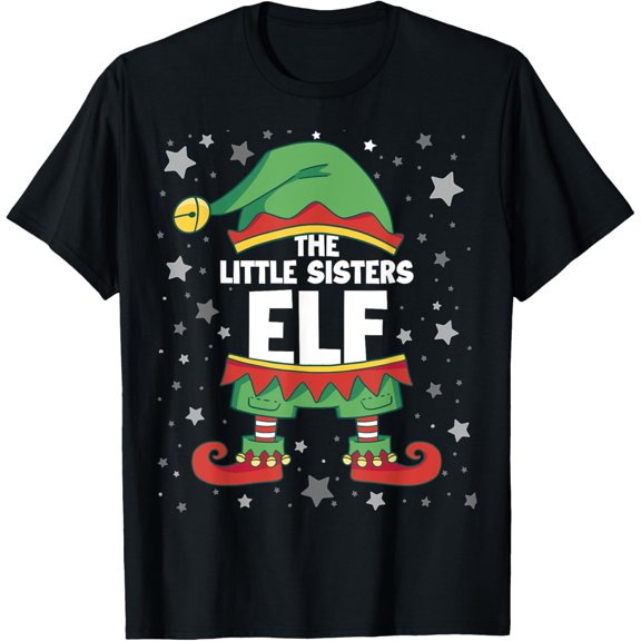 Little Sisters Elf TShirt Matching Family Outfit Christmas T-Shirt