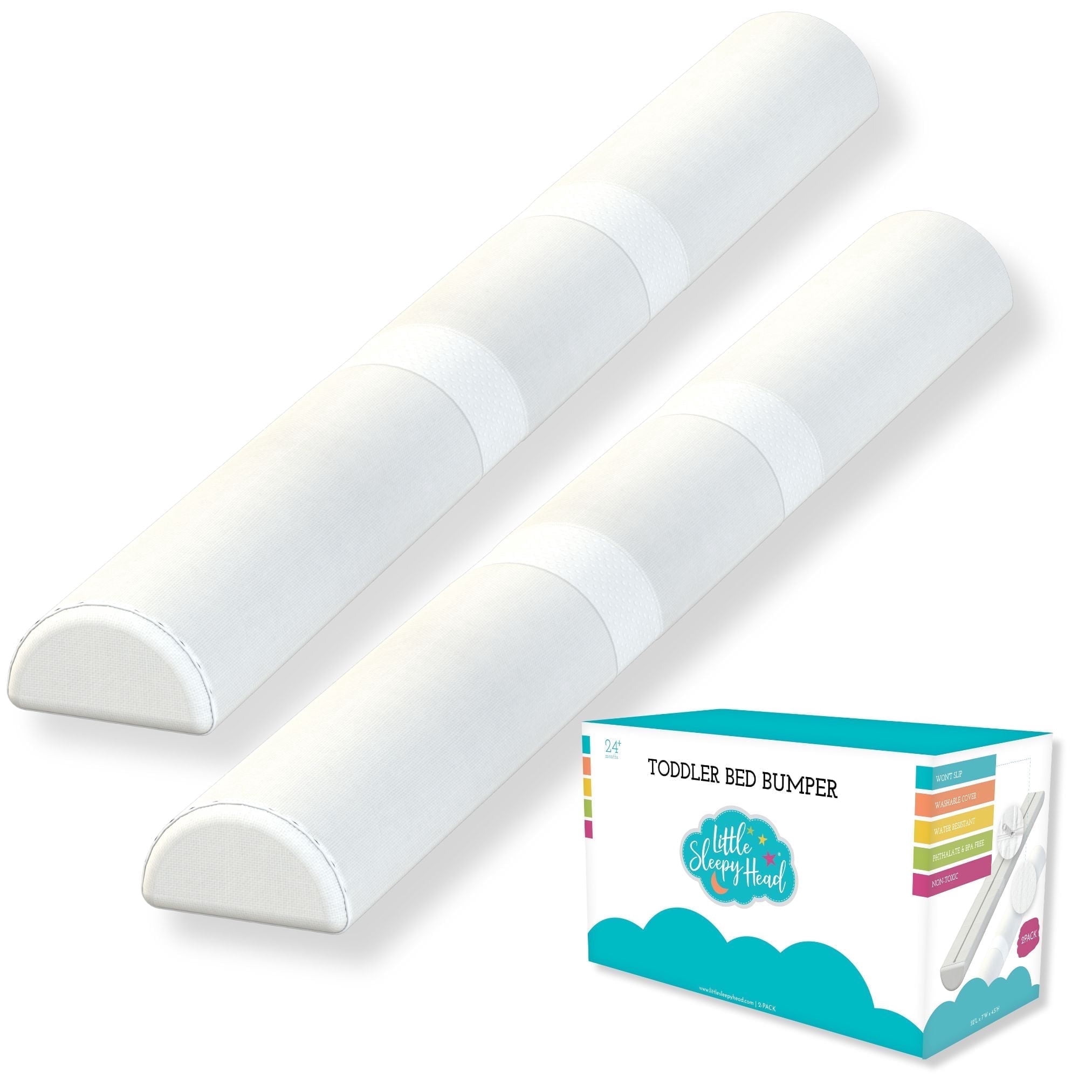 Little Sleepy Head Foam Bed Rail Bed Bumpers For Toddlers - Safeguard Your Kid's Sleep (2 Pack)