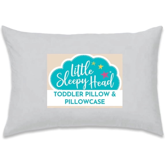 Little Sleepy Head Toddler Pillow with Pillowcase (Gray) Best Pillow for Kids! 13x18"